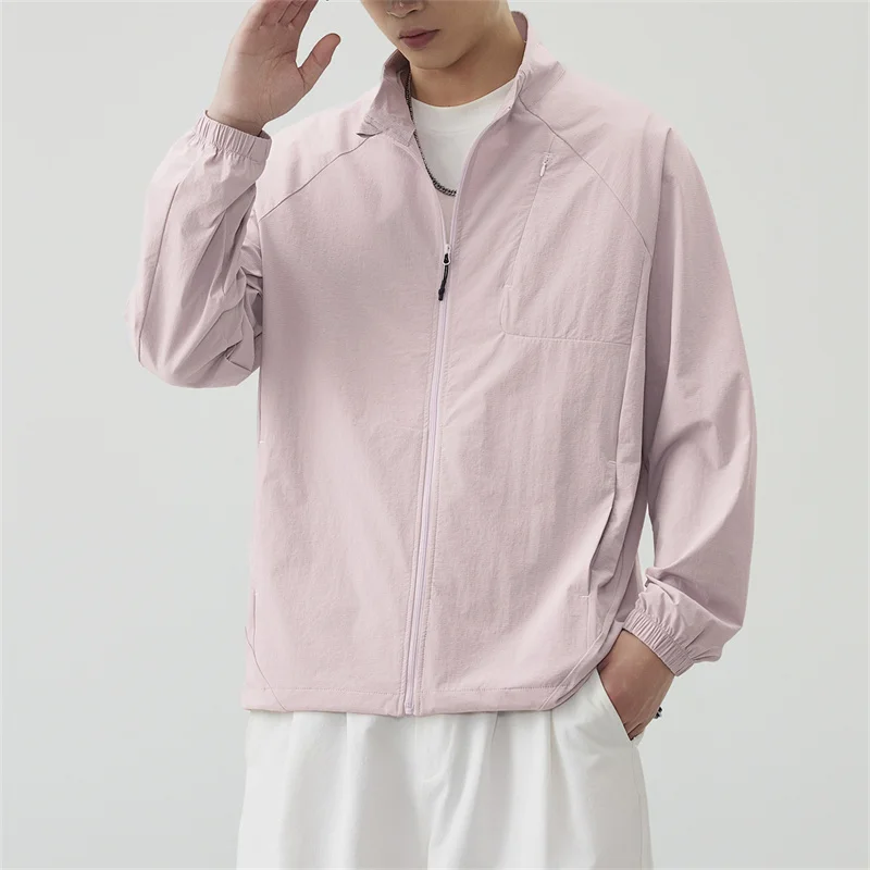 

Men's UPF50+ Sun Protection Jacket,Lightweight Breathable Half-Zip HoodedWindbreaker, Summer Quick-Dry Anti-UVShirt for Outdoor
