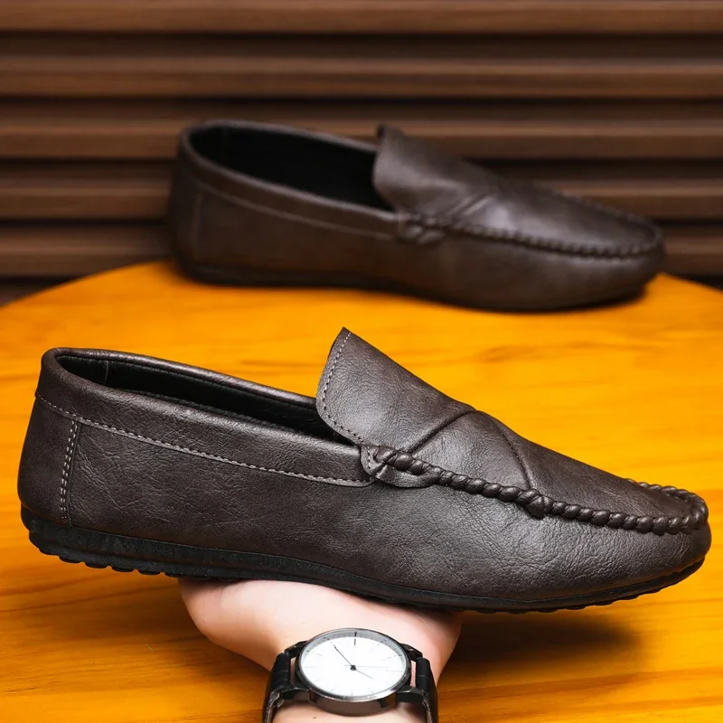 

Big Size 46 Men's Casual Shoes Breathable Leather Loafers Men Slip-on Shoes Comfortable Lightweight Lazy Shoes Man Flat Shoes
