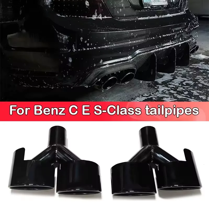 SYPES Car Exhaust Pipes for Mercedes benz C E S Class W204 W212 W220 C63 E63 S63 Amg Stainless Steel Exhaust Tip Muffler Tip OEM