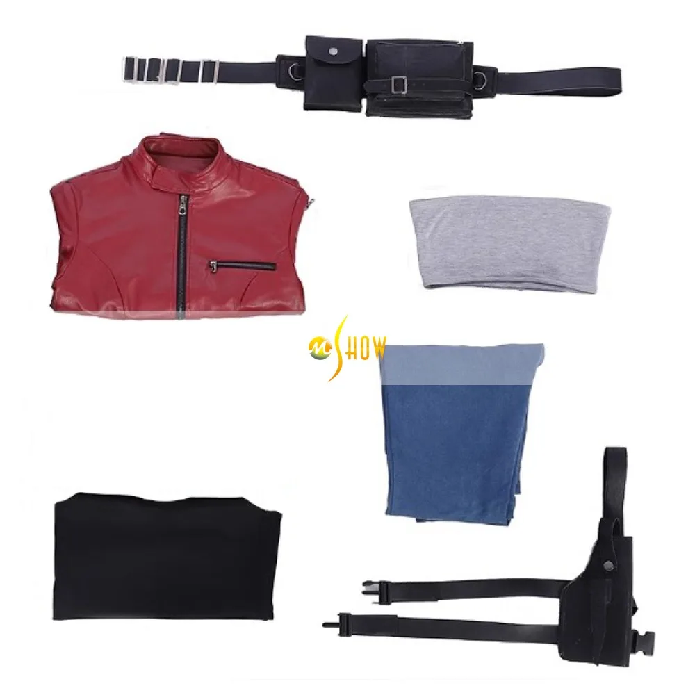 Game Claire Redfield Costume Red Jacket Coat Claire Cosplay Vest Pants Belt Bag Halloween Outfits