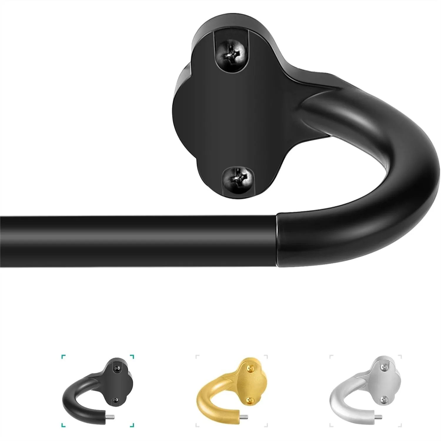 Wrap Around Curtain Rods 28-48 Inch, Adjustable Blackout Curtain Rod Set with Hidden Curved Design, Matte Black Metal Thickened