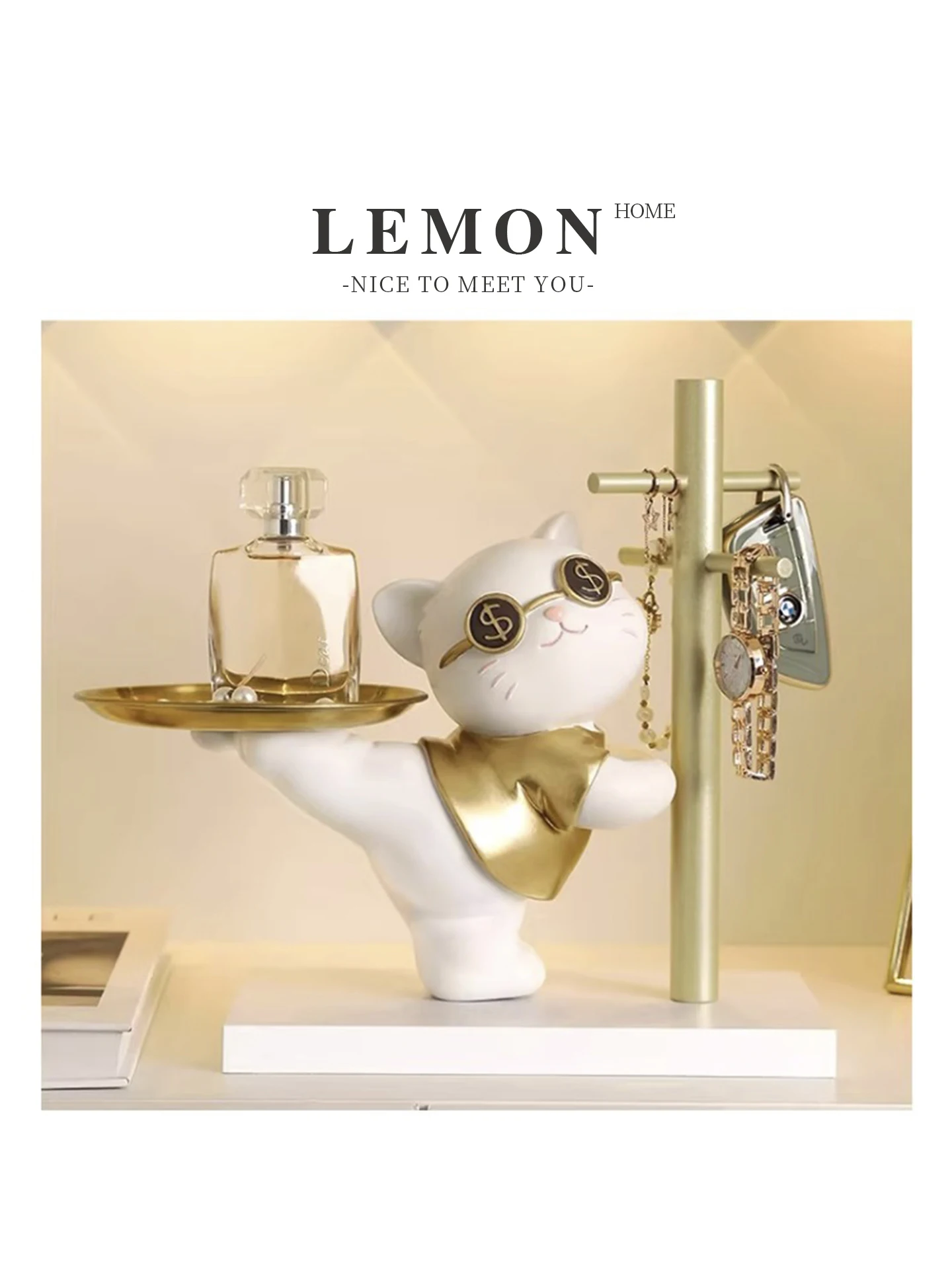 

High-End Lemon Home Key Holder Entrance Home Decorations Living Room Ornaments Key Storage Tray Attract Wealth