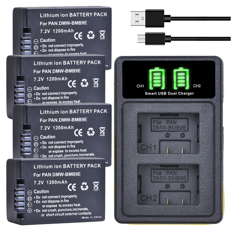 

1200mAh DMW BMB9 Battery + Charger for DMW BMB9E BMB9PP Panasonic Lumix DC-FZ80 FZ40K FZ45K FZ47K FZ60 FZ70 FZ100 FZ150