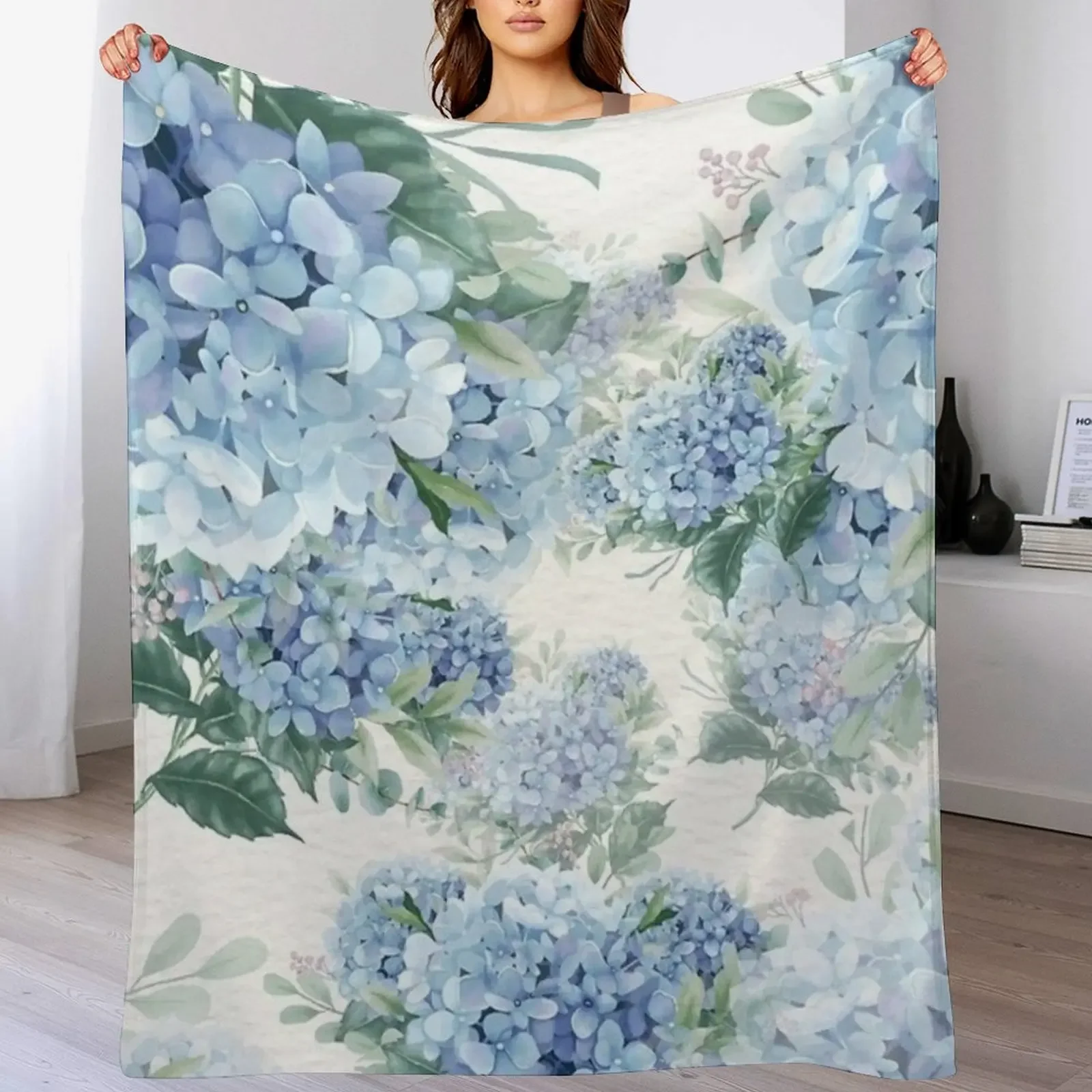 

Blue hydrangeas Throw Blanket Soft Cozy Blanket for Pet Kids Adults