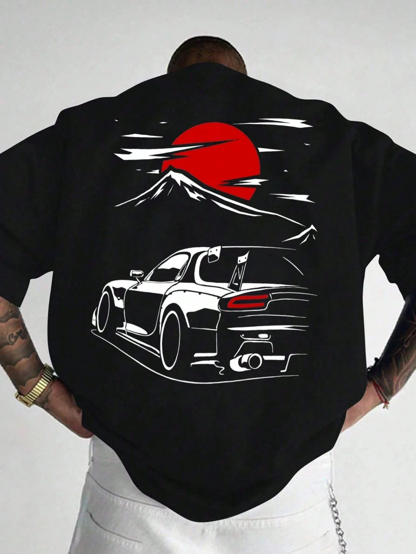 T-shirt d'été pour hommes, 100% pur coton, à la mode, décontracté, sportif, ample, imprimé culture japonaise, col rond, manches