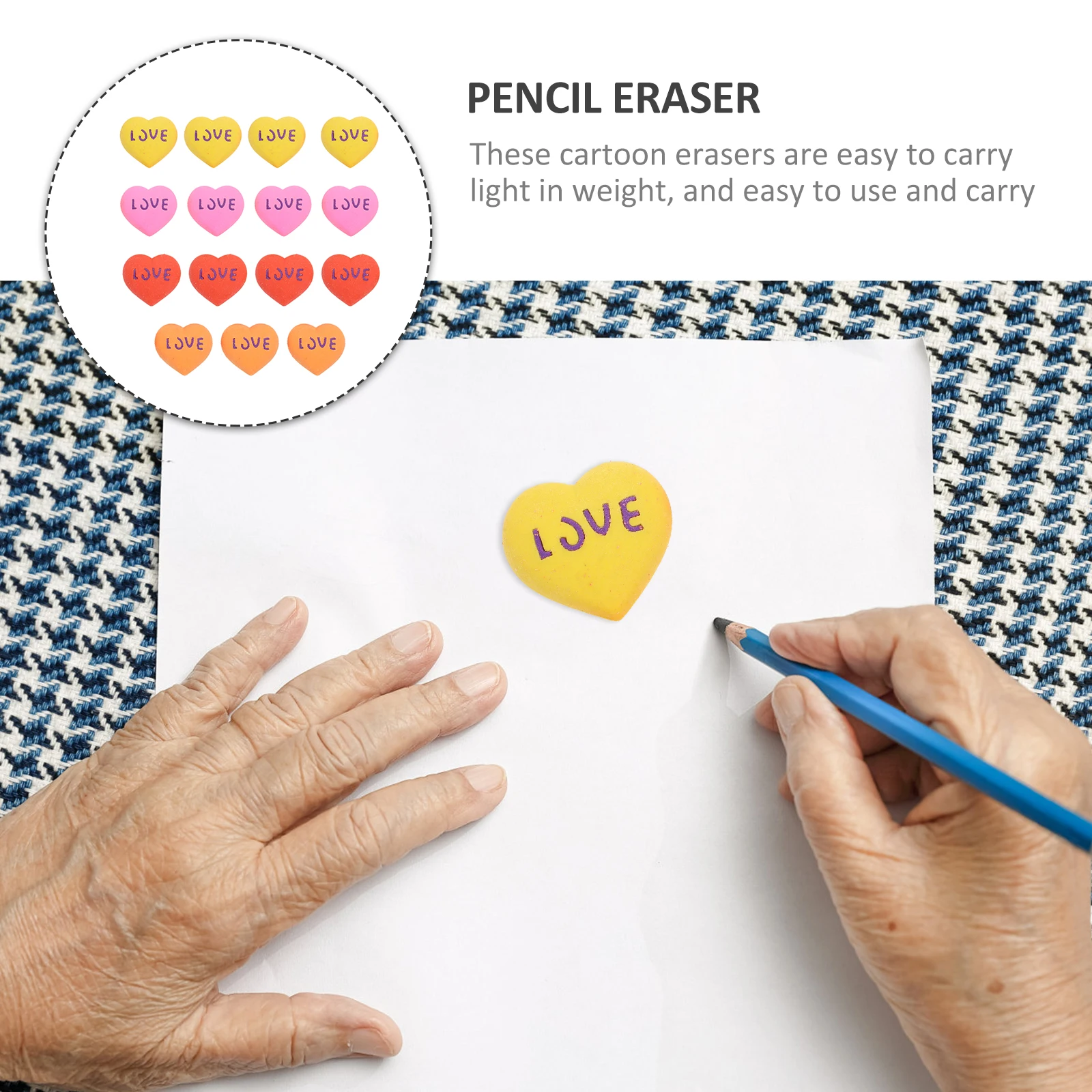 

15 Pcs Love Eraser Erasers Mini Valentines Pencil Heart-shaped Day Cute Student