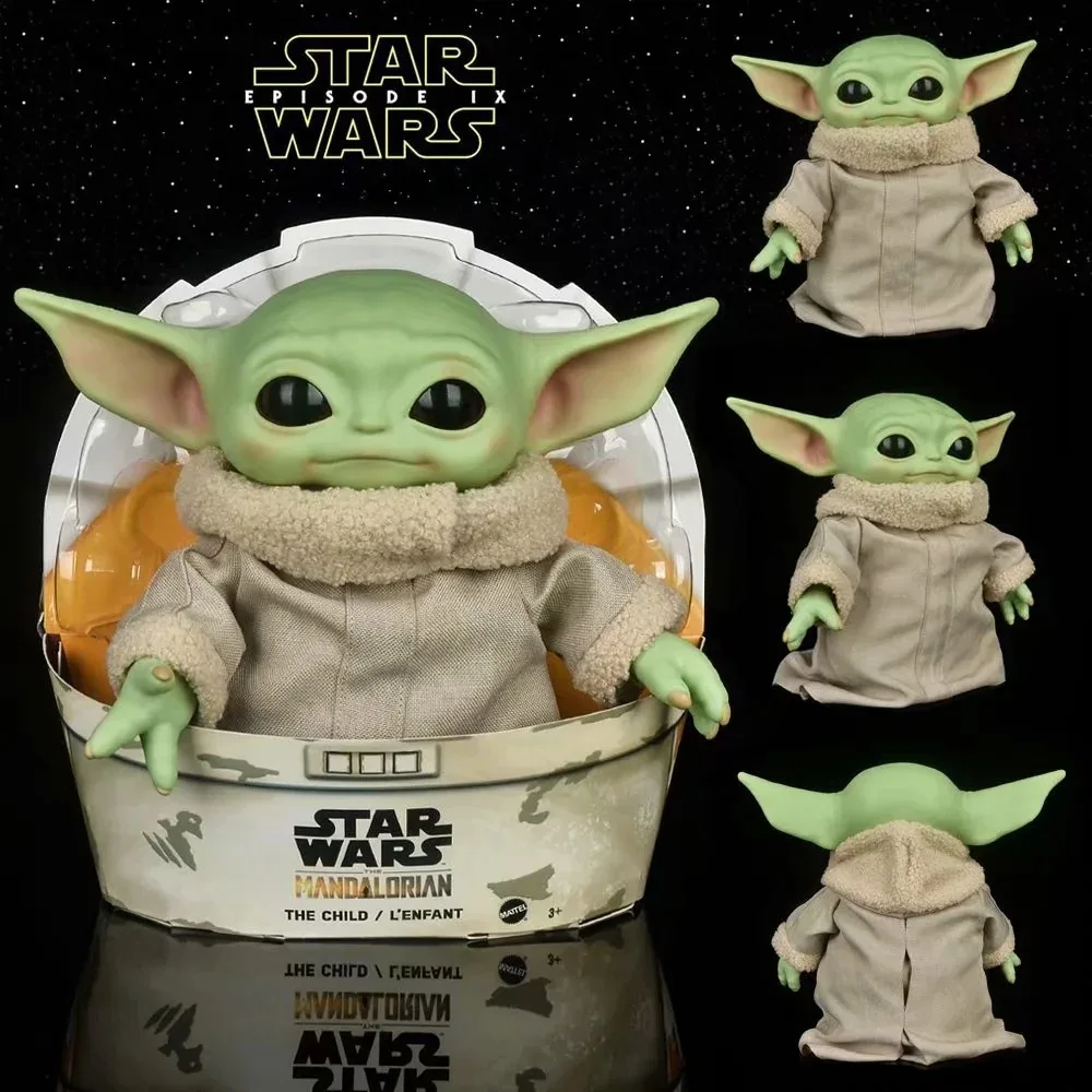 Star Wars Yoda bebé vestido de tela de felpa de plástico figura de acción de estilo juguete para niños adornos de escritorio muñeca mandaloriana modelo regalo de Navidad