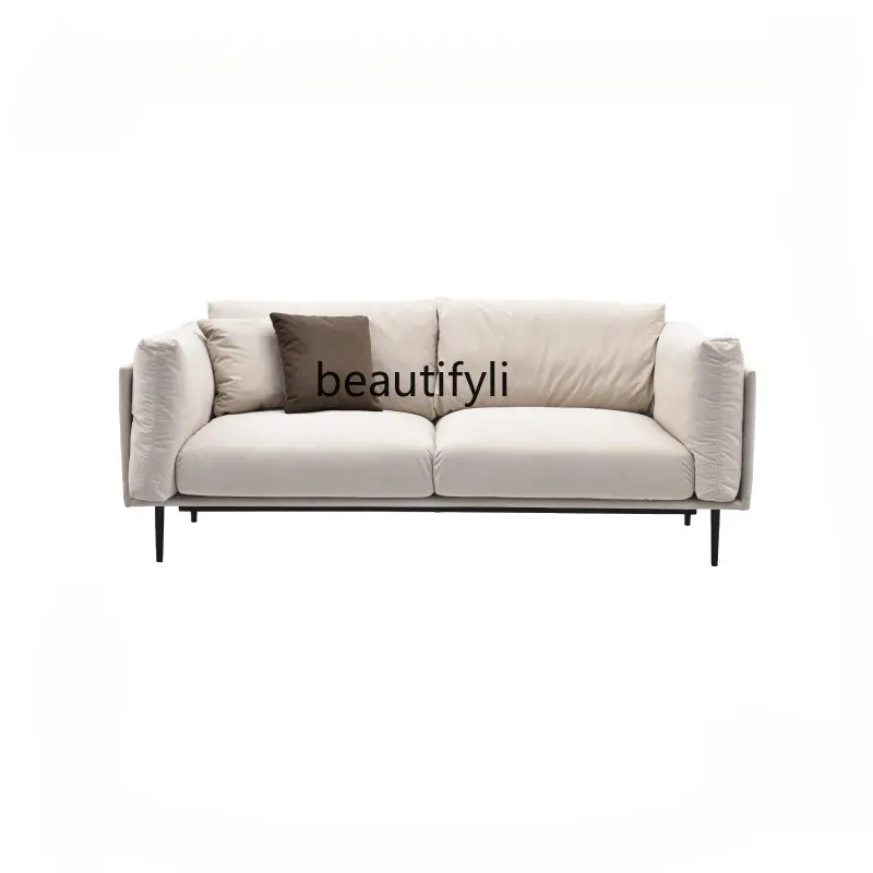 

Nordic Simple Solid Wood Double Sofa Faux Leather Small Apartment Living Room Minimalist Fabric Sofa