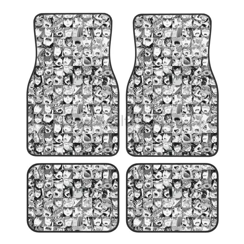

Черные автомобильные коврики в стиле аниме, набор из 4 шт., нескользящие автомобильные коврики для ног, универсальные коврики для седана, внедорожника, авто, внутренняя защита