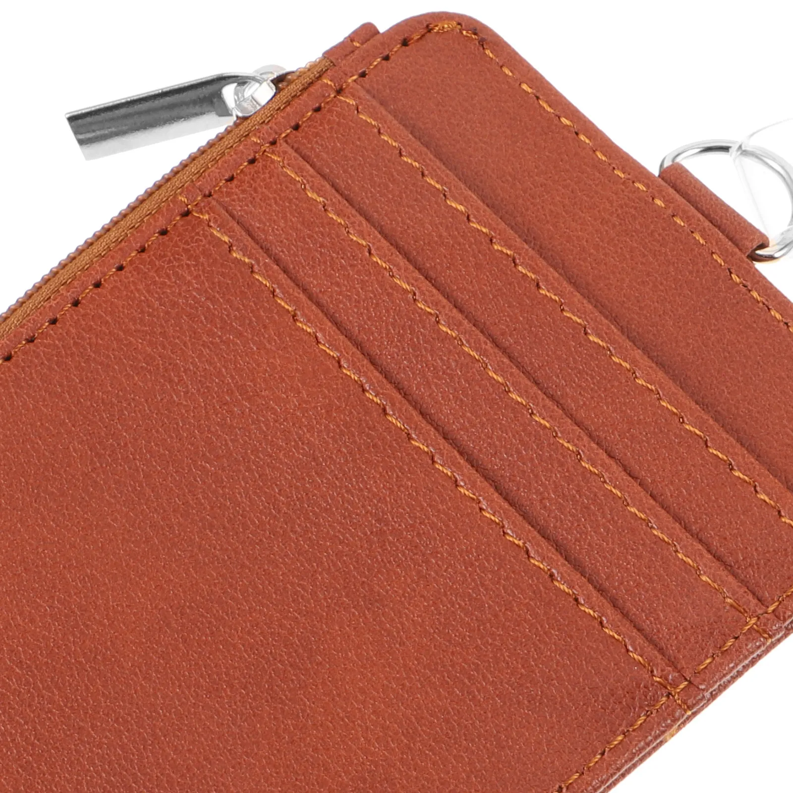 Brown Vertical Id Holder PU Badge Case with Clear Front Window for Business Badge Easy Access Lanyard Swivel