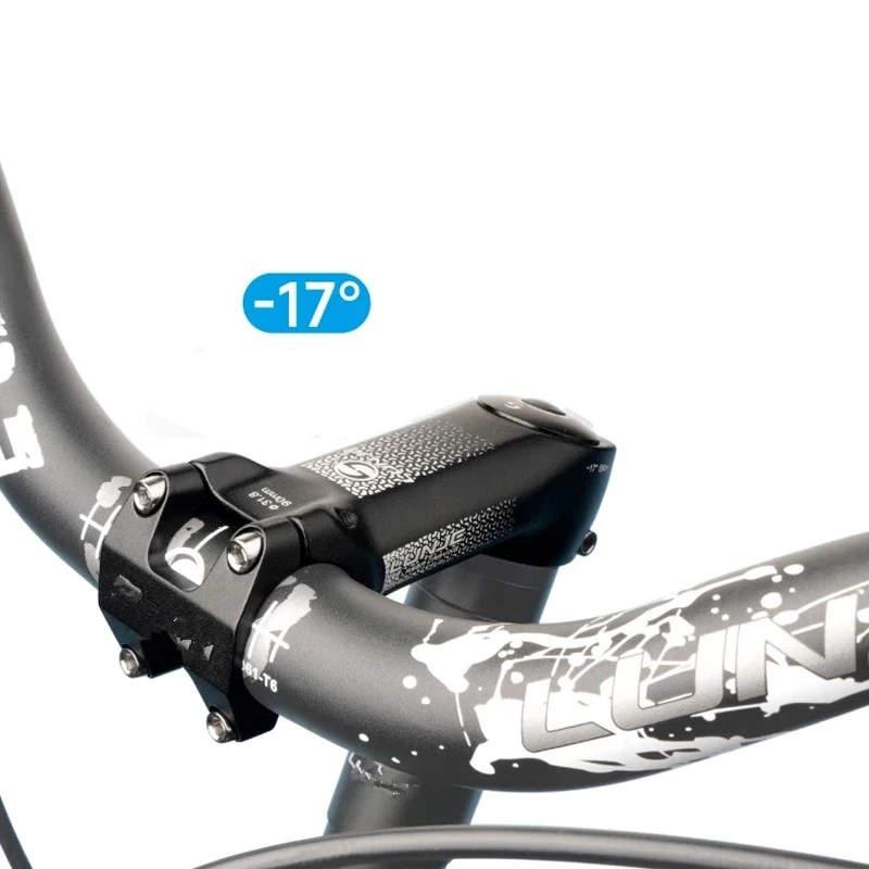 Bicycle Stem Negative 17-Degree Angle Aluminum Forged Ultra-Lightweight Durable Secure Fit for Mountain Bikes and Road Racing
