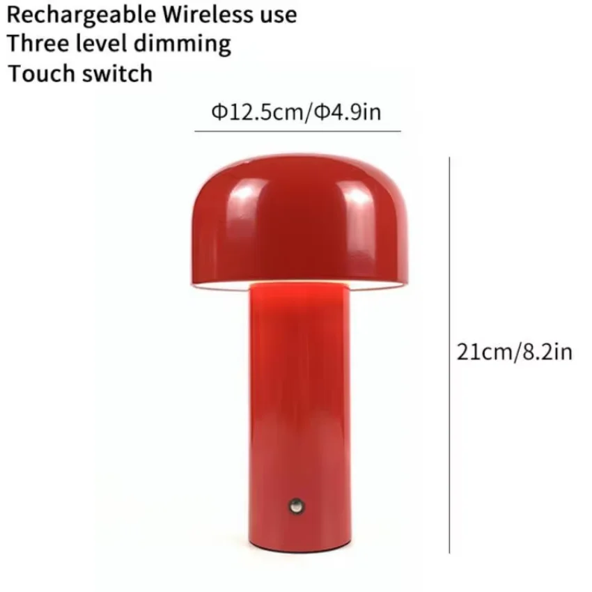 Modern Italian Mushroom Design Table Lamp Portable Wireless Touch Rechargeable Desk Lamp Desktop Decoration Bedroom Night Light