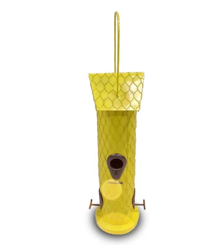 

Yellow Outdoor Pavilion-shaped Metal Bird Feeder For Outdoor Hanging Wild Bird Food Feeding