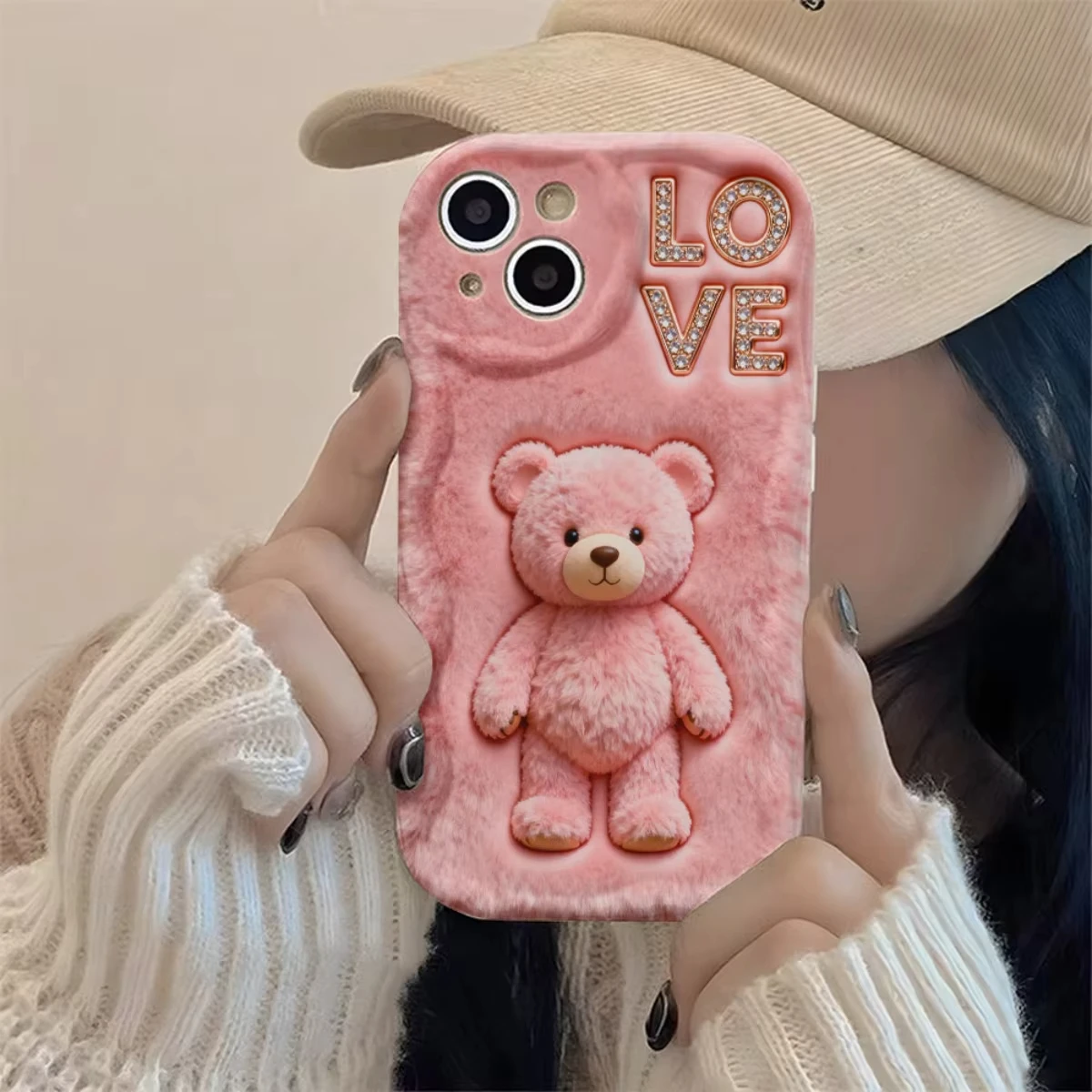 Cute Pink Teddy Bear & Love Phone Case for Xiaomi Redmi Note 15 14 13 12 11 Pro Plus 4G 5G 15C 14C 13C 12C 10 10C 9 9A 9C Cover view 6