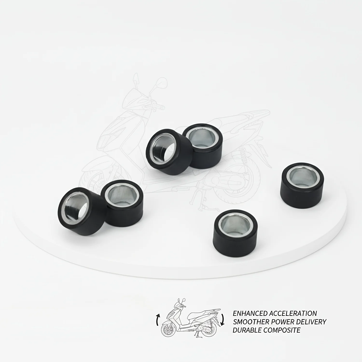 6pcs Motorcycle Variator Roller Weights, 20mm x 12mm, 10g, Compatible with N-MAX, BWS, Zuma and More.