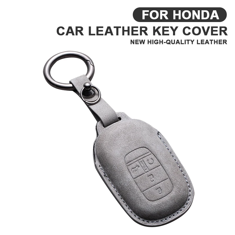 

Leather Car Key Protector Holder Cover Remote Key Case For Honda Civic Accord HR-V CR-V CRV 2 3 4 Buttons Keychain Accessories