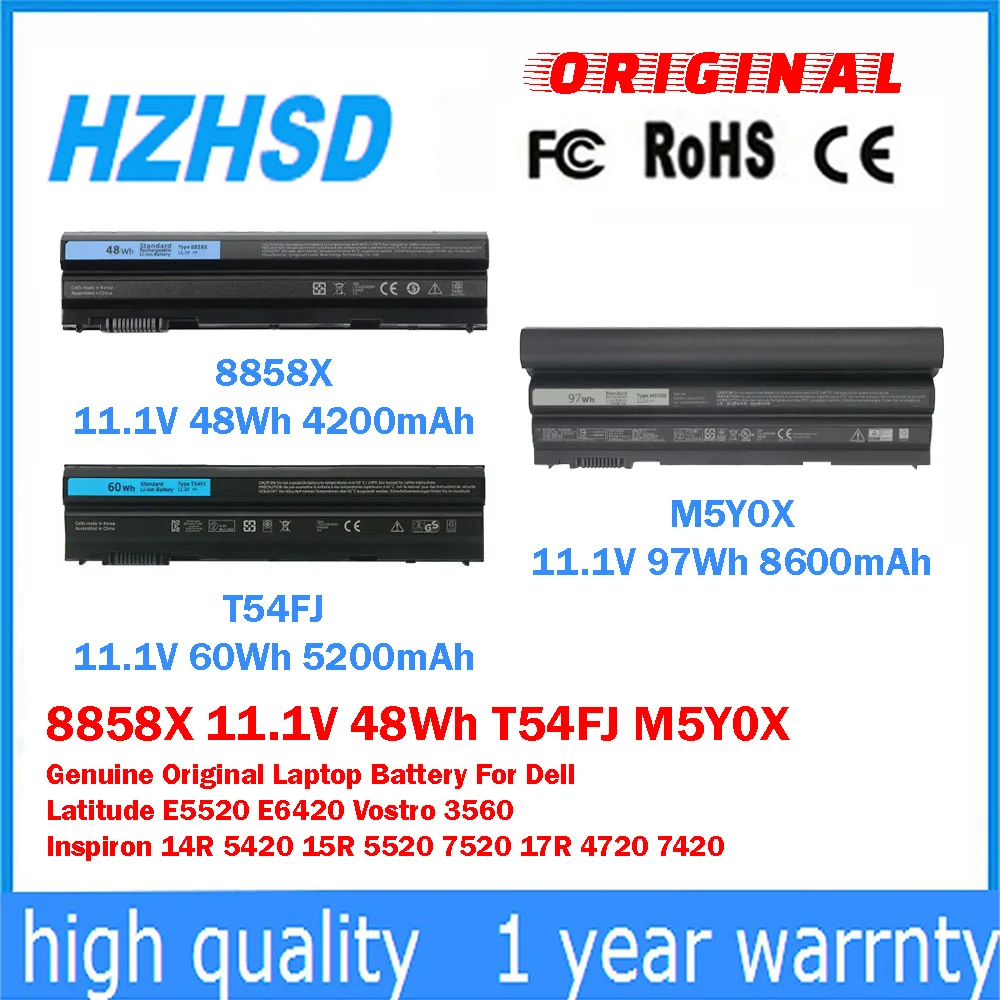 

8858X 11.1V 48Wh 4200mAh T54FJ M5Y0X Genuine Original Laptop Battery For Dell Latitude E5520 E6420 Vostro 3560 Inspiron 14R 5420