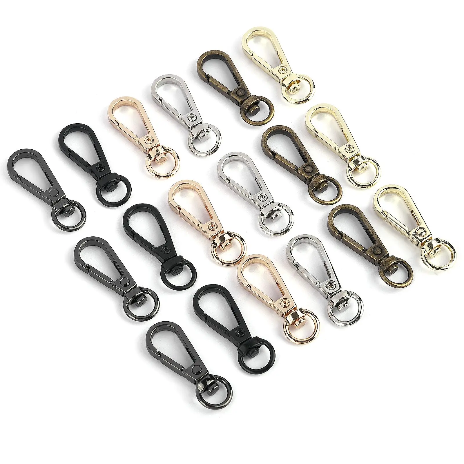 5pcs Metal Swivel O-Ring Eye Snap Hook Trigger Clasps Clips For Leather Craft Bag Strap Belt Webbing Keychain Pendant Accessory