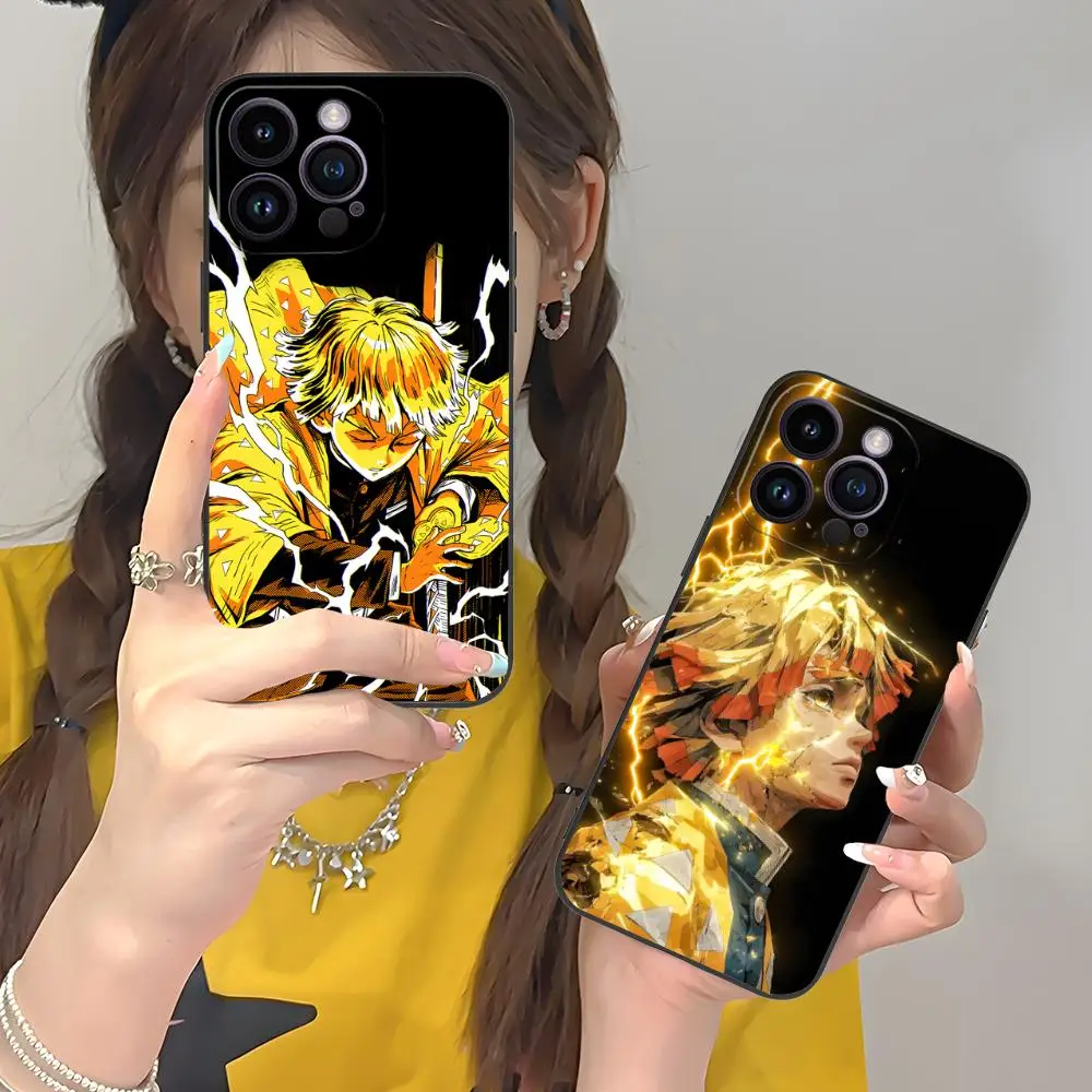 

Чехол для телефона Demon Slayer Zenitsu для iPhone 16, 15, 14, 13, 12, 11 X XR XS 8 7 Pro Max Plus, роскошный красивый чехол с цветным принтом