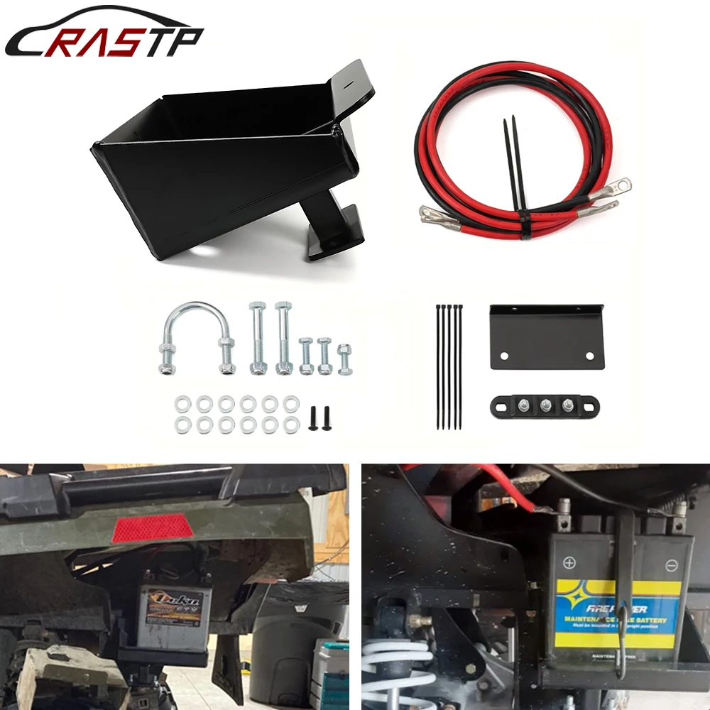 RASTP-Motorcycle Battery Relocation Kit 12V Battery Relocate Box For Polaris 2014-2020 Sportsman 450/570 RS-BOV093