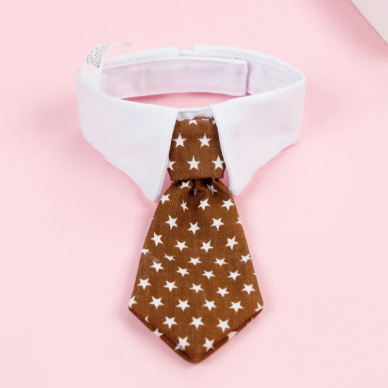 Pet Cat Necktie Gentleman Accessories Dog Collar Adjustable Necklace Star Print Outdoor Beauty Supplies for Puppy Kitten