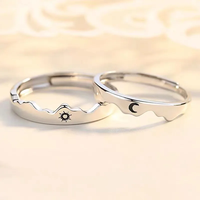 2 Stück 925 Sterling Silber Paarringe mit Zirkonia für Damen und Herren, Exquisiter Schmuck für Studenten und Freundinnen, Silber-Accessoires für Hochzeiten
