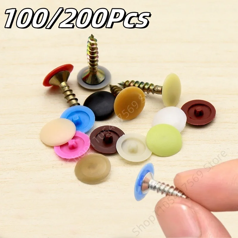 100/200Pcs Plastic Self-tapping Cross Screws Cap Cover Waterproof Rust-proof Furniture Practical Self-tapping Screws Decor Cover