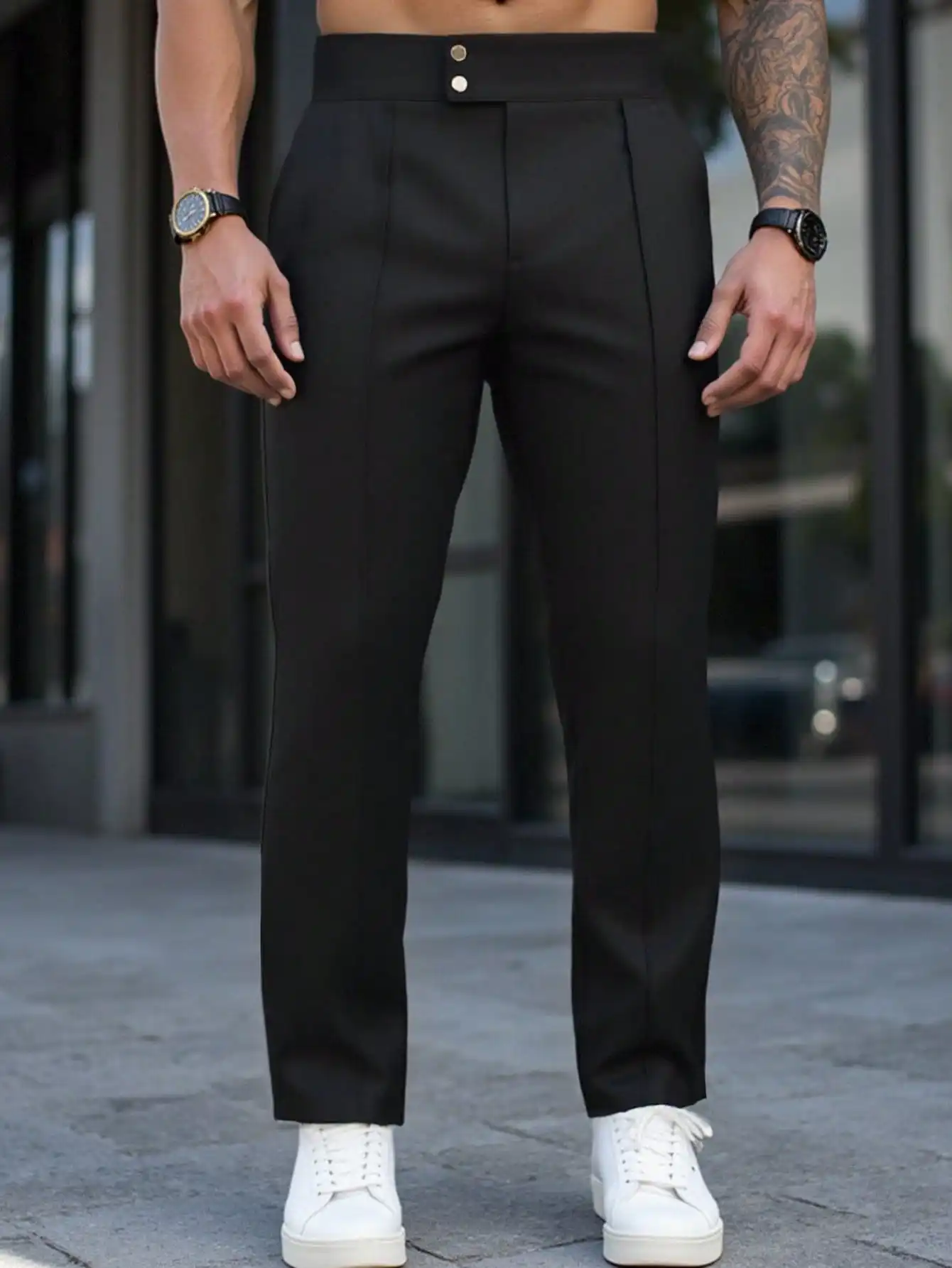 Men's Casual Fashionable Dress Pants Straight Leg Long Trousers for Gentlemen