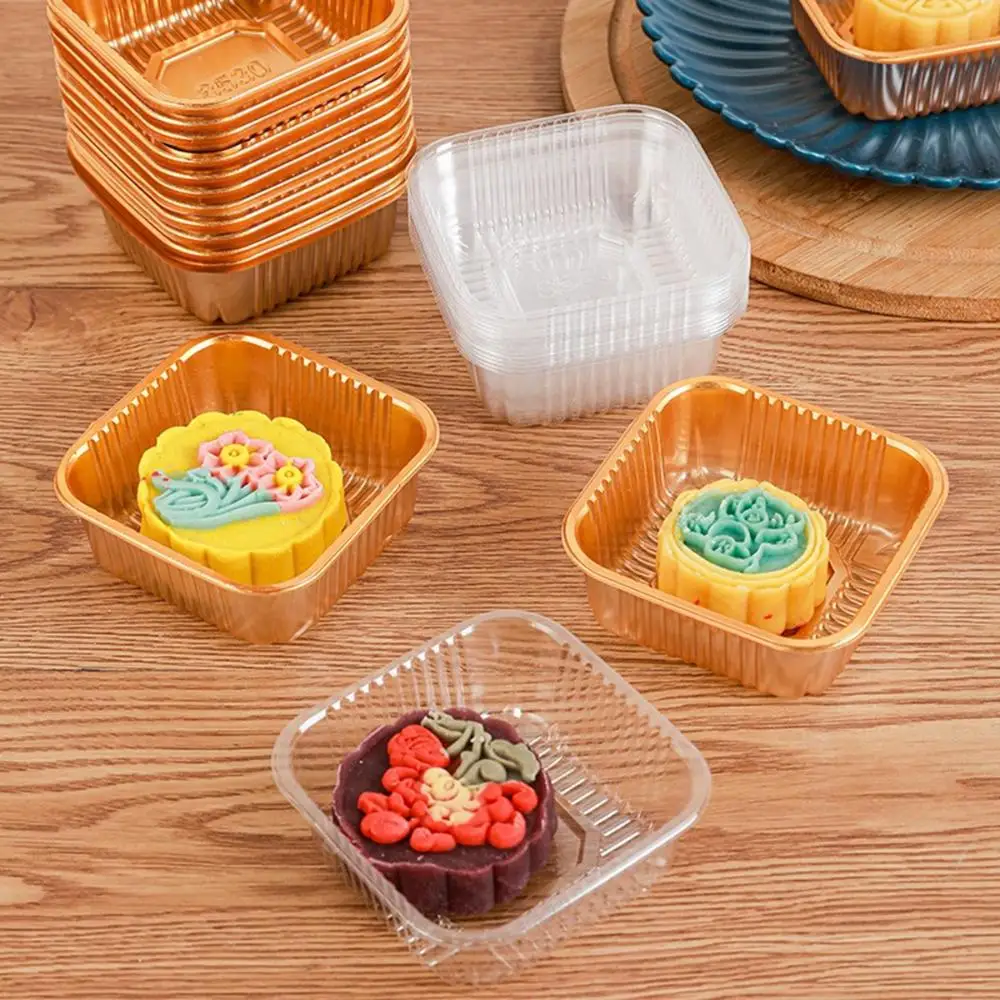 100Pcs Simple Disposable Mooncake Tray Durable Plastic Mousse Container Practical Cake Packaging Box