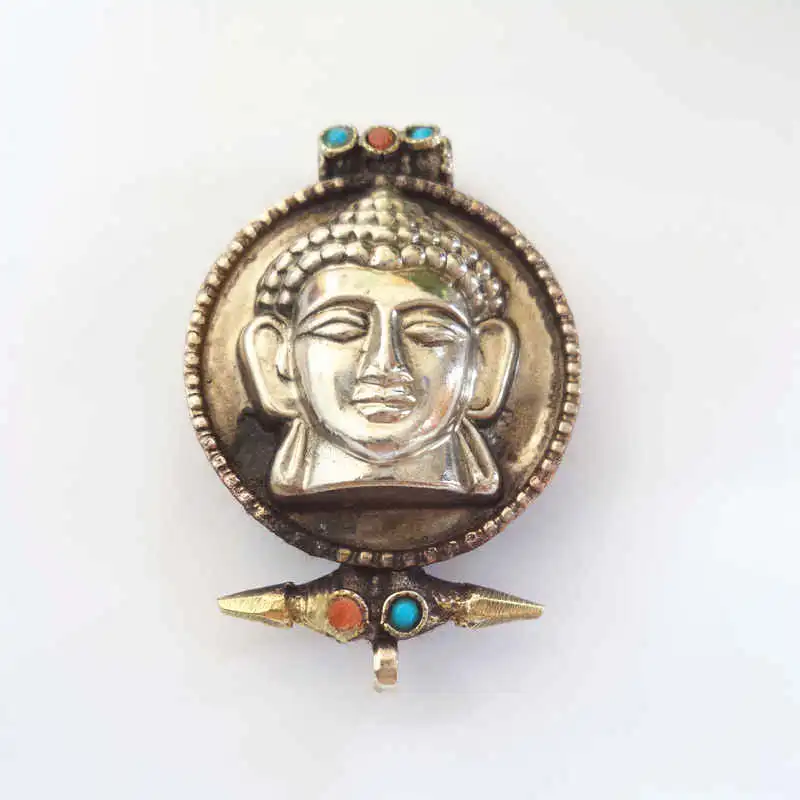 

Tibetan Prayer Box Amulet Pendants Meditation Buddha FO Copper TGB030