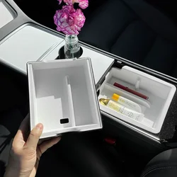 Per Tesla Model 3 Model Y Scatola portaoggetti per bracciolo interno bianco per console centrale Protezione in plastica Accessori interni decorativi