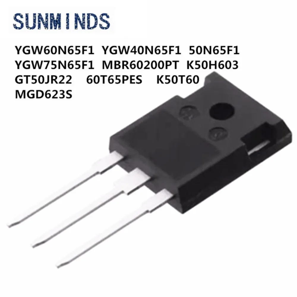 SUNMINDS 5 uds YGW60N65F1 YGW40N65F1 50N65F1 YGW75N65F1 MBR60200PT K50H603 GT50JR22 IGBT 60T65PES K50T60 MGD623S para módulo de potencia