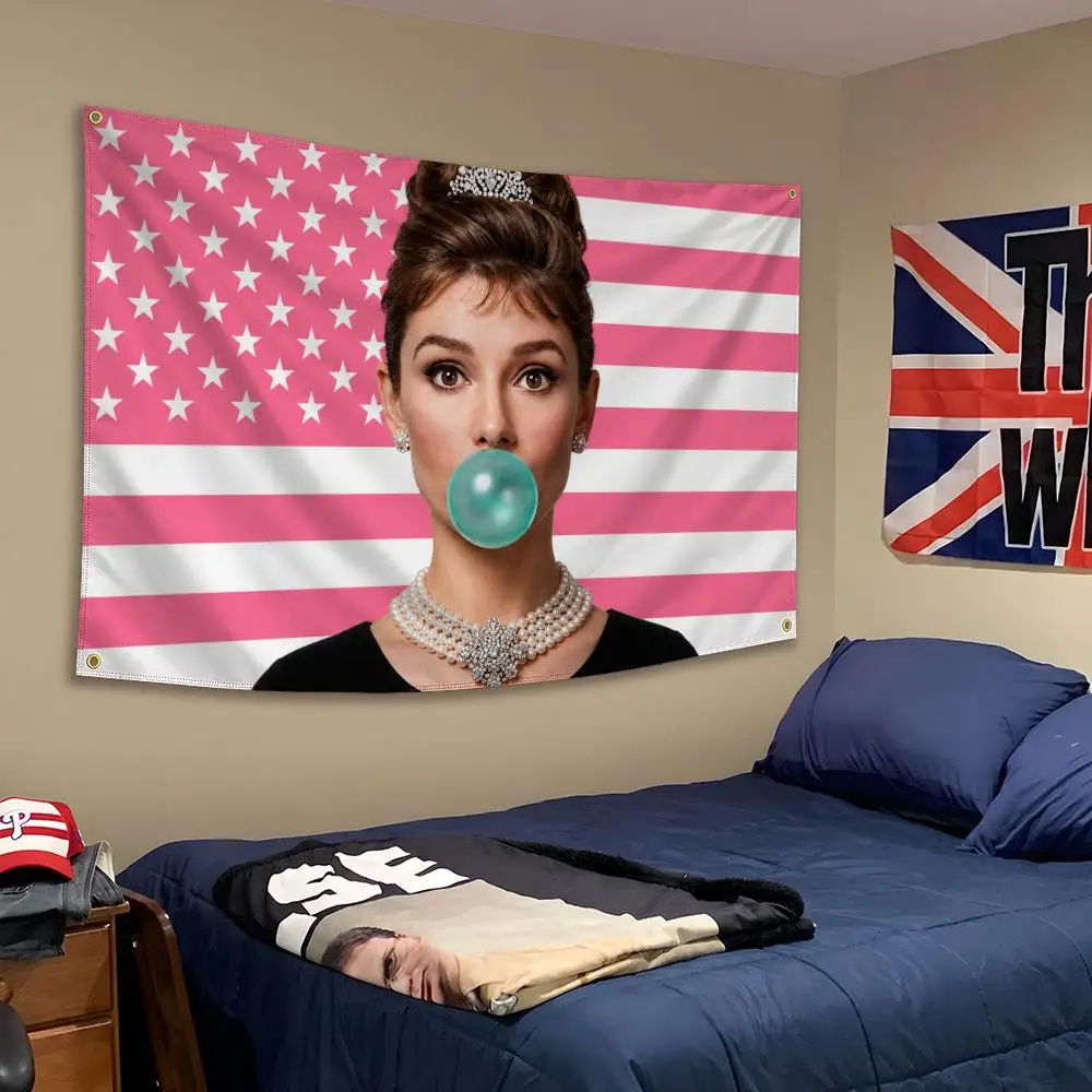 Actor Audrey Hepburn Roman Holiday Ann Flags Banner Wall Hanging Decor Personality For Party Bedroom Outdoor Hogar Bedside