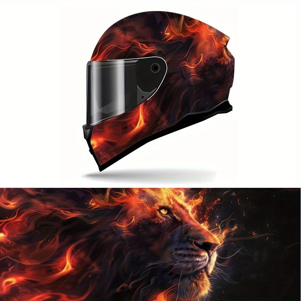 

Sophisticated fire lion motorcycle vinyl wraps helmet decal,self-adhesive waterproof helmet decoration,universal motorcycle helm