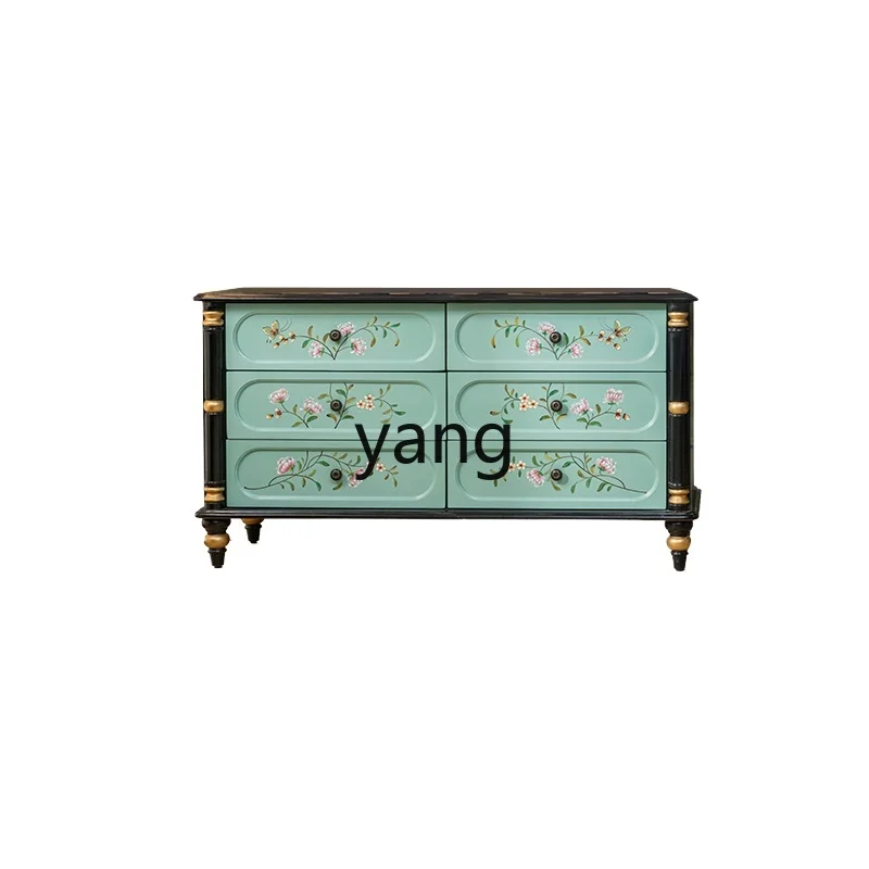 

CX retro style dresser six-chest cabinet integrated flip cover hand-painted bedside cabinet