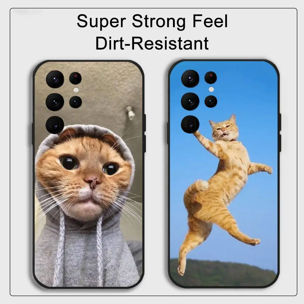لطيف الحيوانات الأليفة القط مضحك ميمي جراب هاتف لسامسونج S سلسلة s21 s22 s23 s24 s25 FE زائد الكلاسيكية تنوعا أسود لينة قذيفة