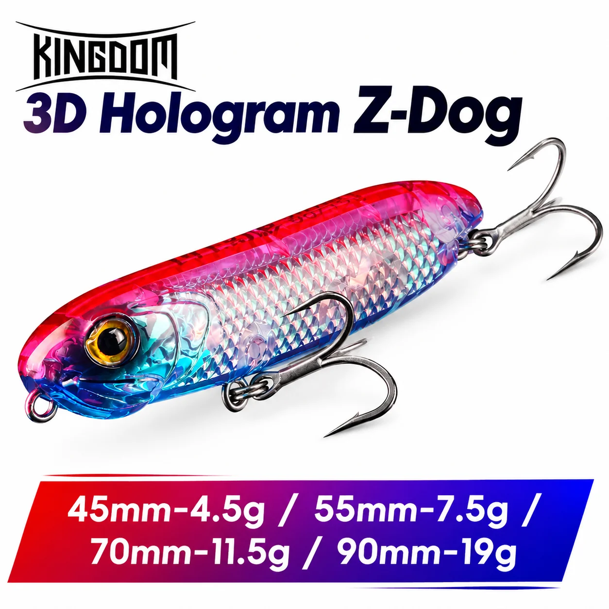 Kingdom Z-Dog Topwater Angelköder 4,5g 7,5g 11,5g 19g 3D Hologramm Künstlicher Schwimmender Pencil Minnow Harter Köder Oberflächenköder
