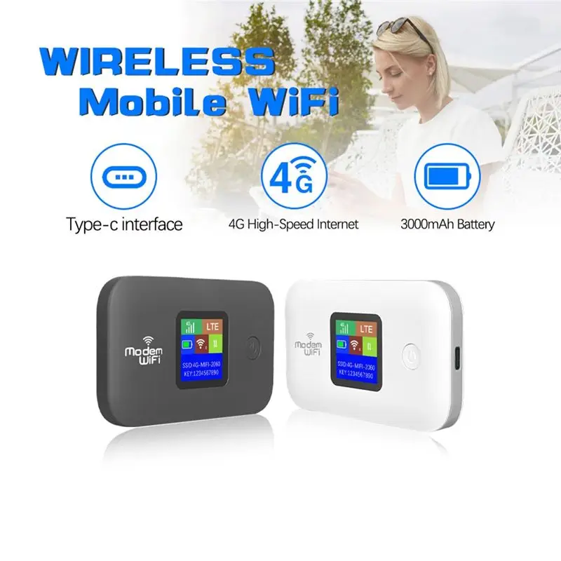 Solid Wifi Router 4G Wireless Portable Modem Mini Outdoor Hotspot 150Mbps 3000Mah ABS White