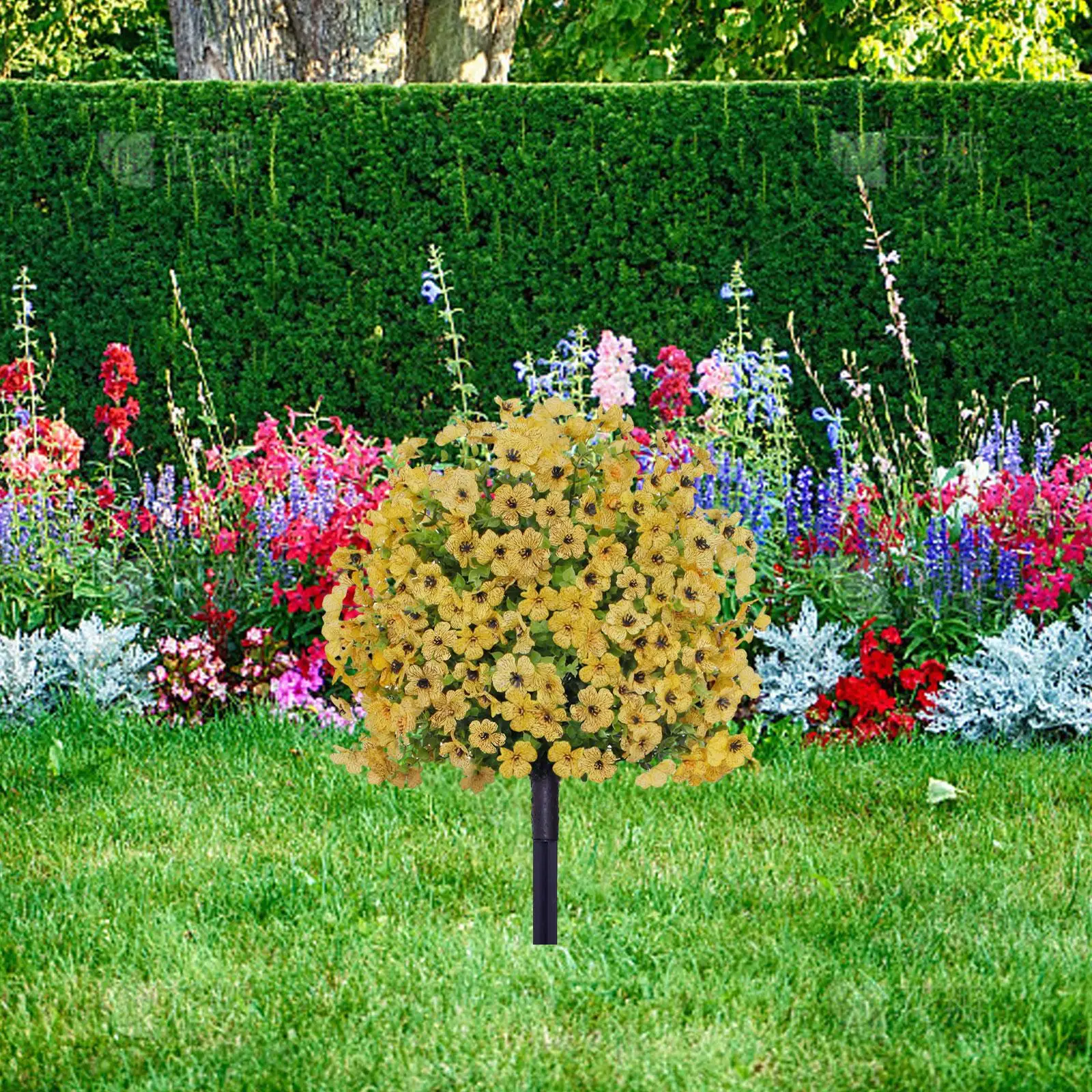 Artificial Violet Flower Stake Outdoor Garden Art Sculpture Ornament for Backyard Porch Lawn Hallway Decoration