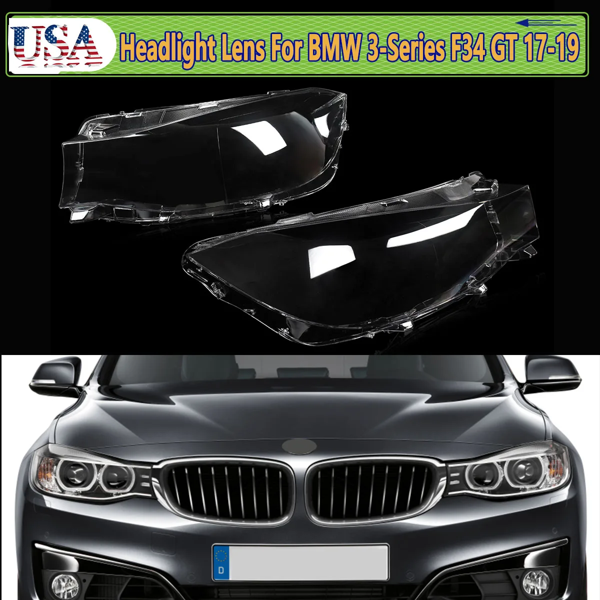 

Head Lamp Shell For BMW F34 3 Series GT LCI 320i 330i 340i 2016-2019 Headlight Lens Lampshade Headlamp Cover Plastic Auto Parts