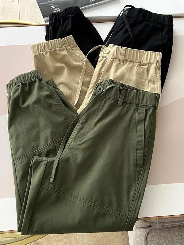 

Мужские рабочие брюки из чистого хлопка, весенне-осенние, свободного кроя, повседневные, износостойкие, грязеотталкивающие, дышащие, спортивные, для отдыха