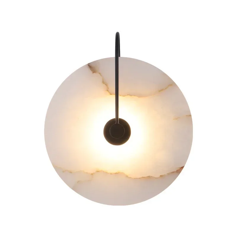 Modern LED Marble Wall Sconce Light Fixture Luminaire Living Room Bedroom Bedside Lamps Round Decoration Stone Decor Indoor gold