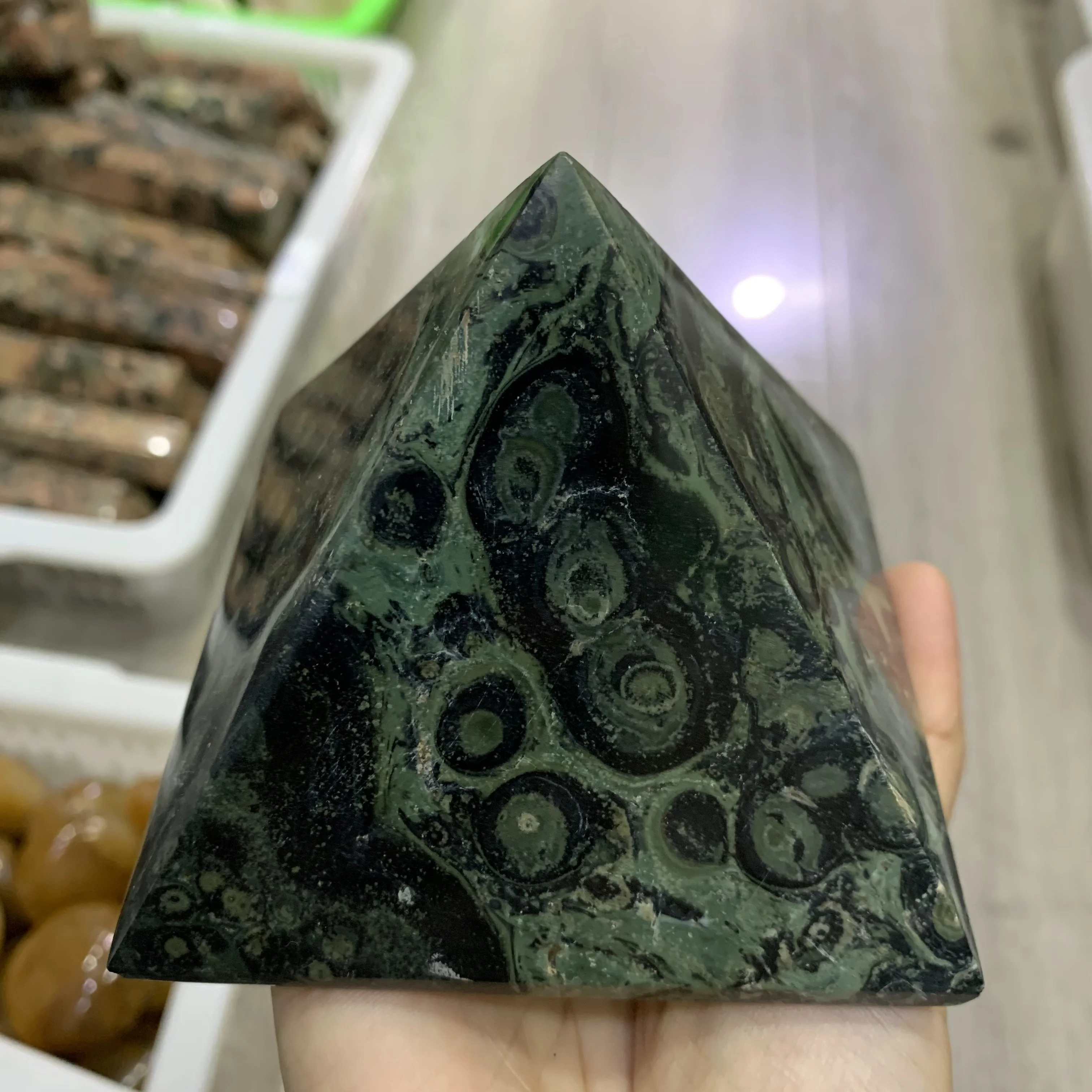 Natural Crystal Pyramid Kambaba Jasper Reiki Healing Stone Home Decor Crafts