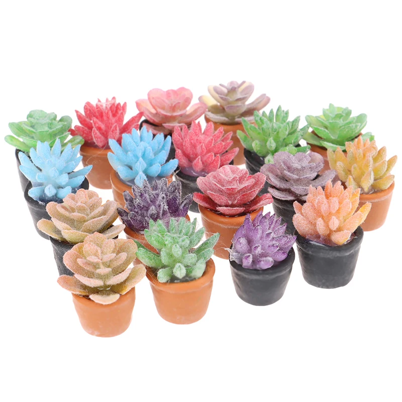 

5pcs 1:12 Dollhouse Miniature Mini Potted Succulent Plant Model Accessories