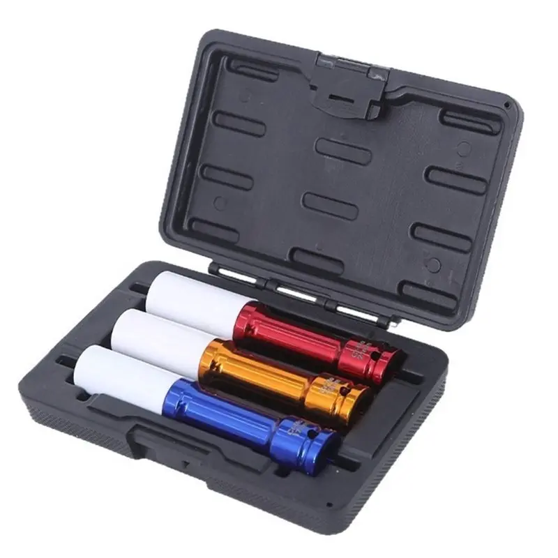 Impact Wrench Sockets For Car Tire Nut Removal- Extended Wheel Lug Nut Socket Set(17Mm 19Mm 21Mm), Includes Storage Case