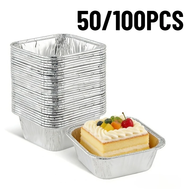 Disposable Mini Tin Foil Trays Square Aluminum Tin Foil Baking Pans Household Baking Food Containers Outdoor Barbecue Pans