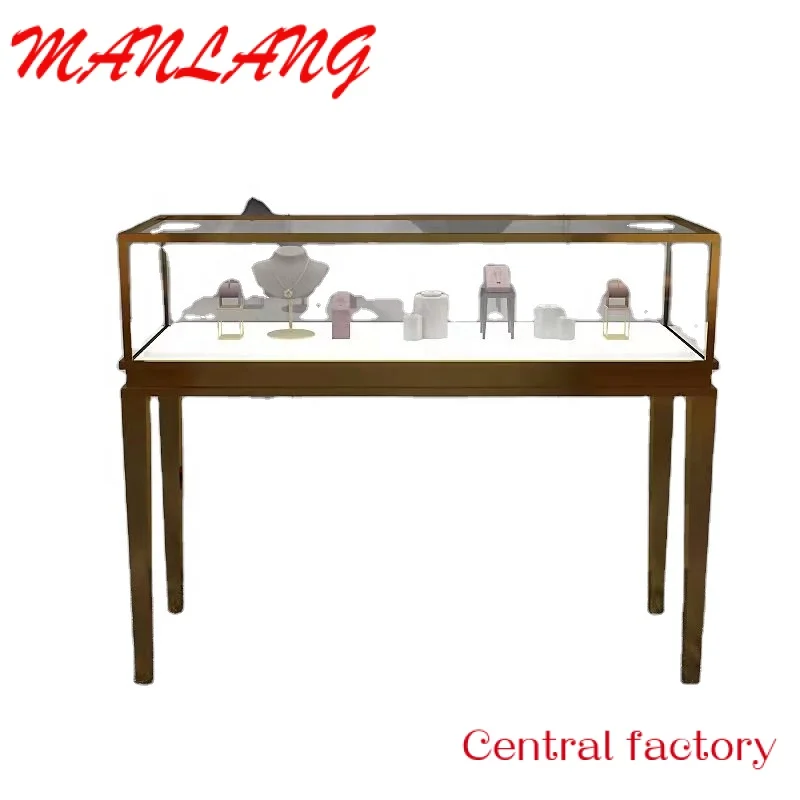 CustomStainless Steel Jewelry Store Display Counter Glass Display Cabinet Luxury Jewelry Showcase for Retail Shop