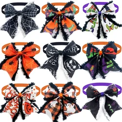 Halloween Dog Pets Accessories Bow Tie with Fur Edge Collar Pets Supplies Dog Grooming Product Dog Bow Tie Necktie