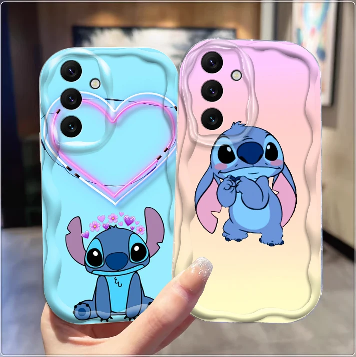 Disney Stitch Cartoon For Samsung A55 A54 A53 A52 A35 A34 A33 A32 A25 A24 A23 A22 A21S A15 A13 A14 5G Wave Oil Cover Phone Case