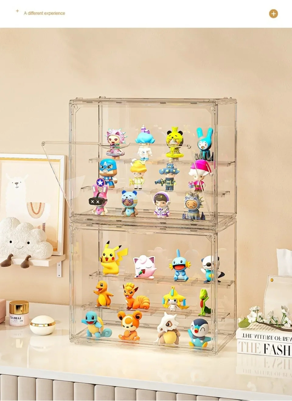 Großräumige Staubdichte Acryl-Vitrine für Blindbox-Sammlerfiguren und Mini-Puppen, Desktop-Aufbewahrungs-Organizer – Detail 1